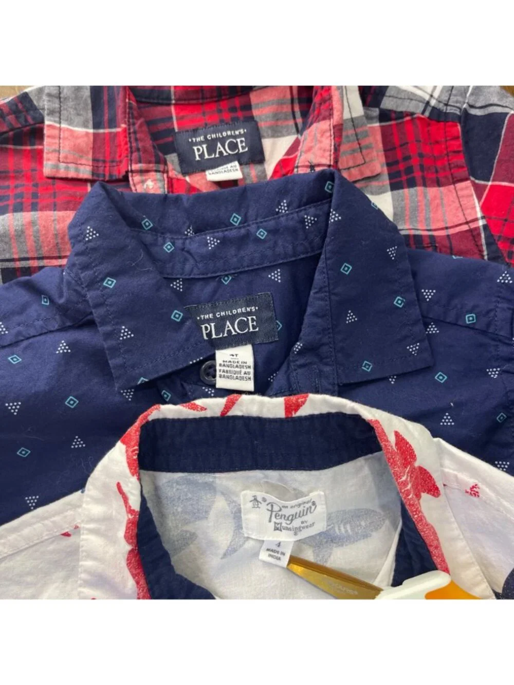 The Children's Place Button Up Shirt Lot Boys Size 4T 100% Cotton Short Sleeve